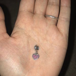 Pandora pink heart dangle charm